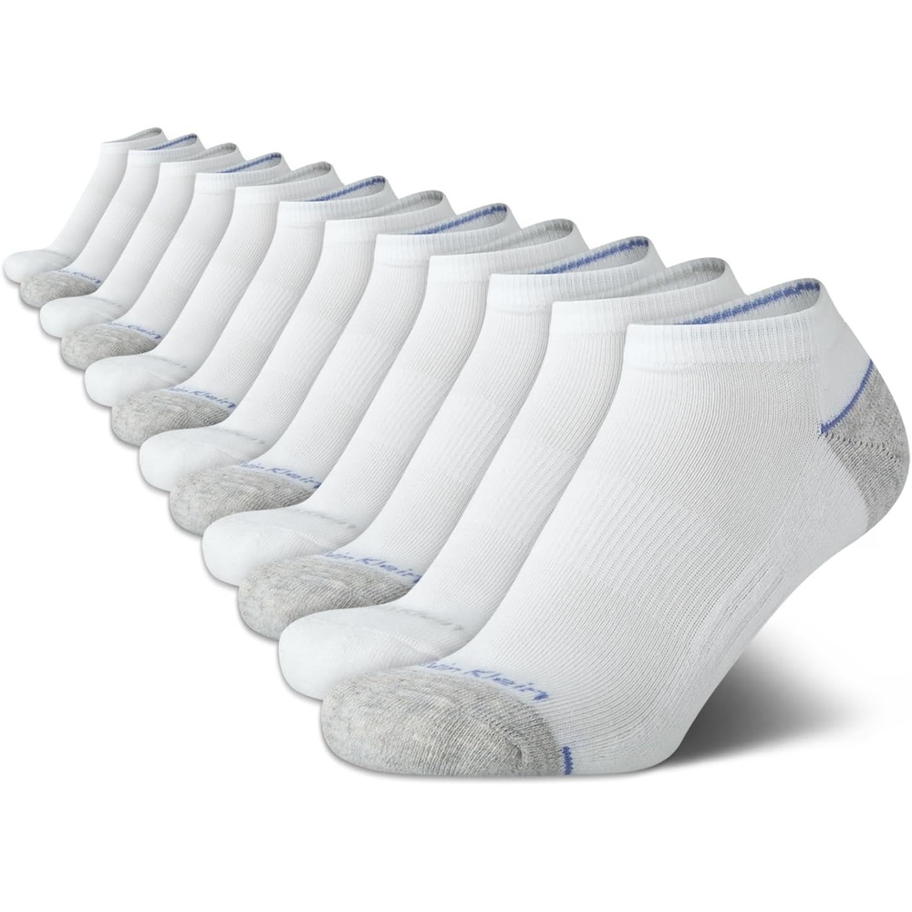 image:imageCalvin Klein Womens No Show Socks  12 Pack Breathable Cushioned Athletic Performance Low Cut Running Socks for WomenWhite Assorted