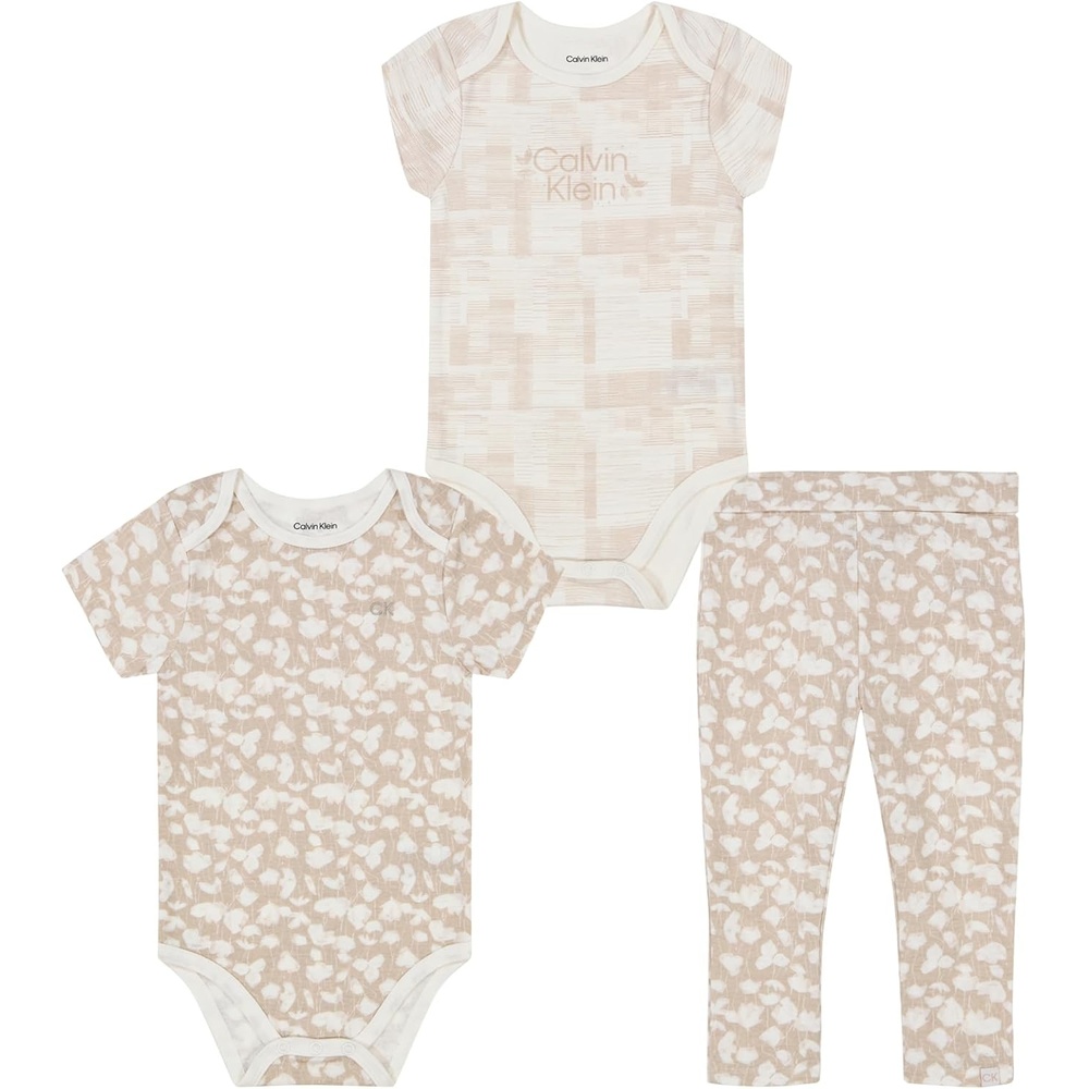 image:imageCalvin Klein babygirls 2 Bodysuits and Pant SetEgret  Mushroom