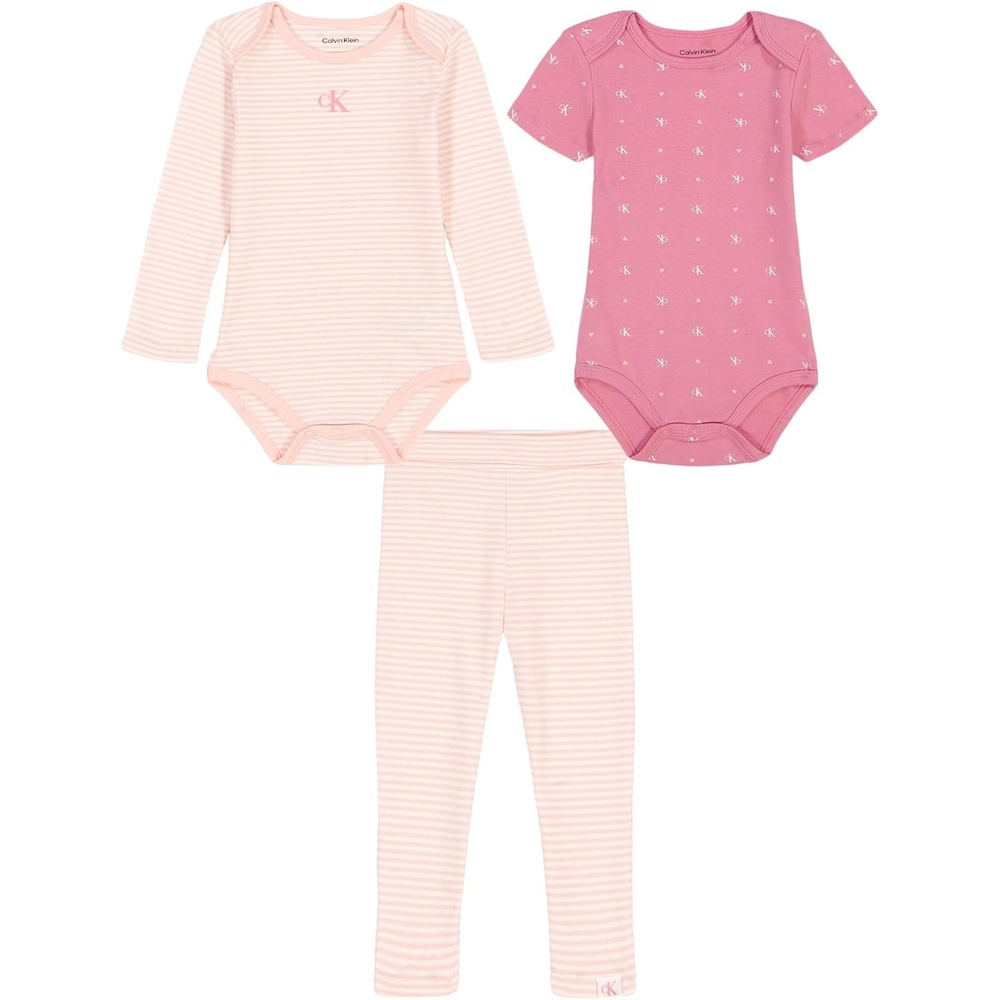 image:imageCalvin Klein babygirls 2 Bodysuits and Pant SetGossamer PinkCashmere Rose