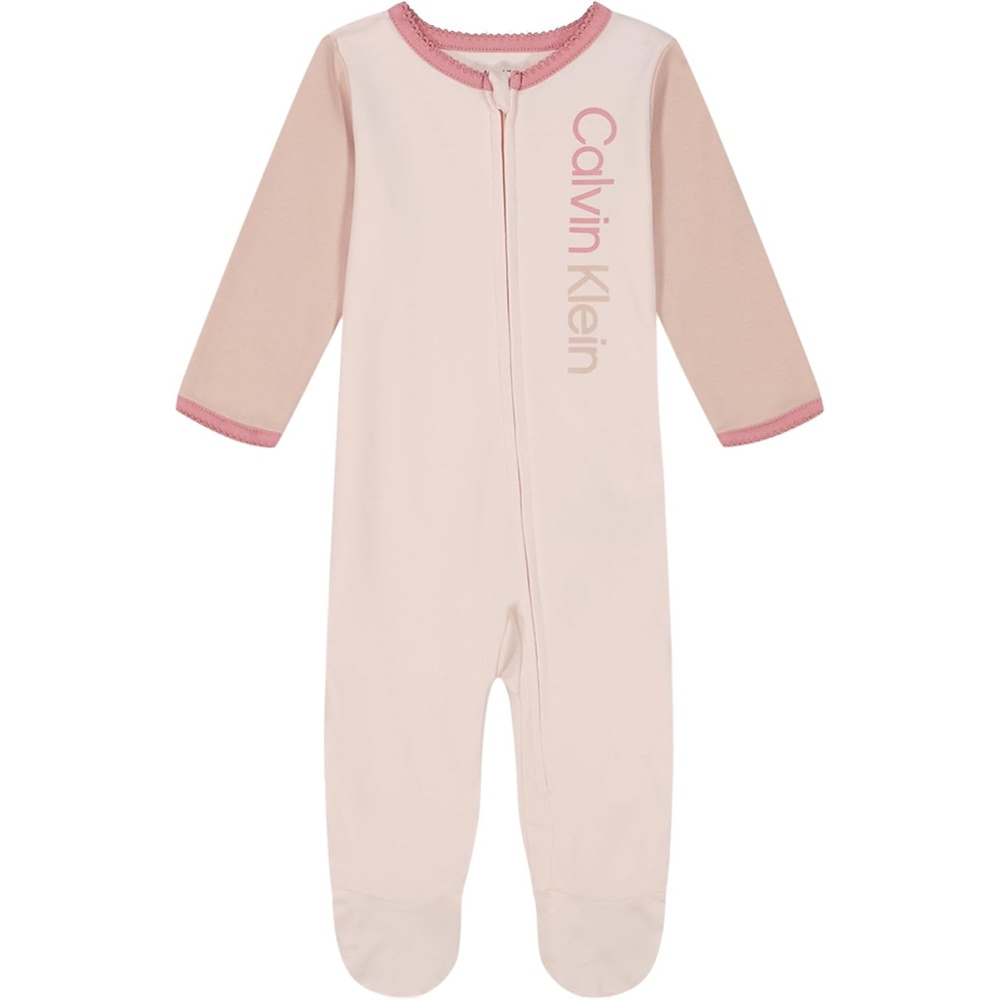 image:imageCalvin Klein babygirls Long Sleeve Footed Coverall OnesieCreole PinkRose SmokeRose Elegance