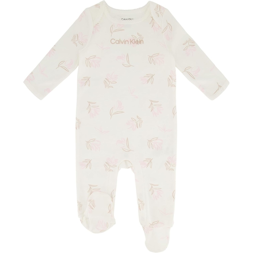 image:imageCalvin Klein babygirls Long Sleeve Footed Coverall OnesieEgret