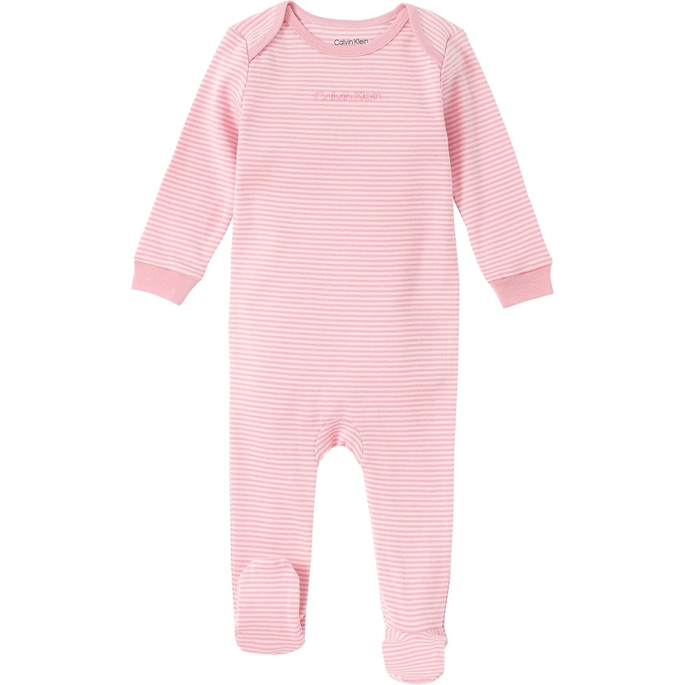 image:imageCalvin Klein babygirls Long Sleeve Footed Coverall OnesieRosewaterCountry Rose Stripe