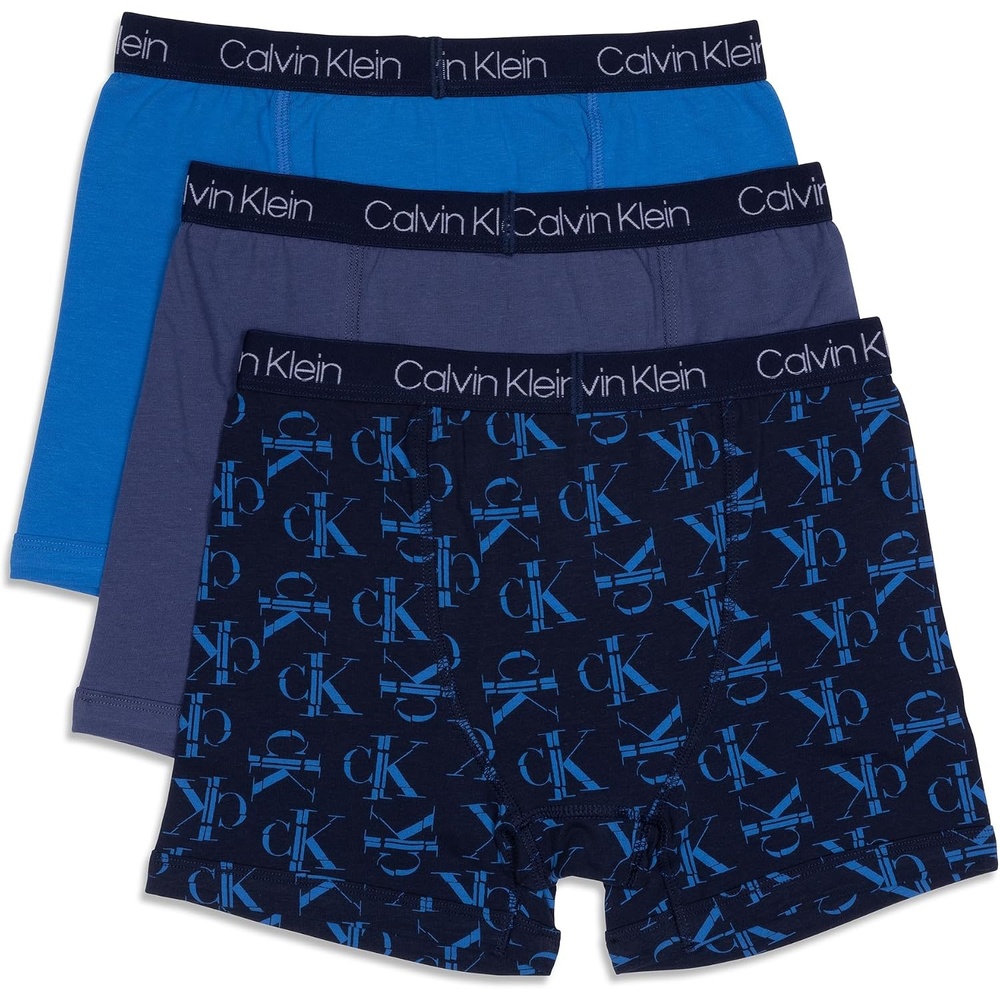 image:imageCalvin Klein boys Calvin Klein Boys Modern Cotton Boxer Brief Underwear 3packBlue Ck FractalBlue IndigoCaptains Blue
