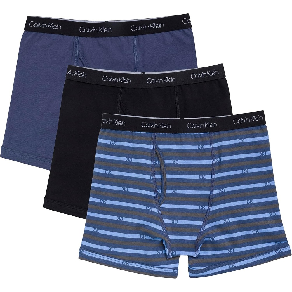 image:imageCalvin Klein boys Calvin Klein Boys Modern Cotton Boxer Brief Underwear 3packBlue Ck Varsity StripeBlackBlue Indigo