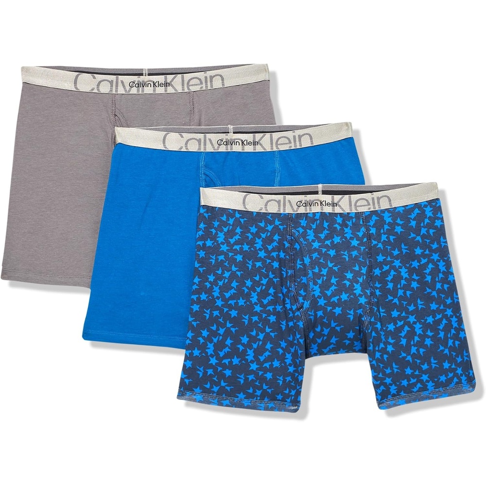 image:imageCalvin Klein boys Calvin Klein Boys Modern Cotton Boxer Brief Underwear 3packCastle RockDeep Moat BlueSplice Stars