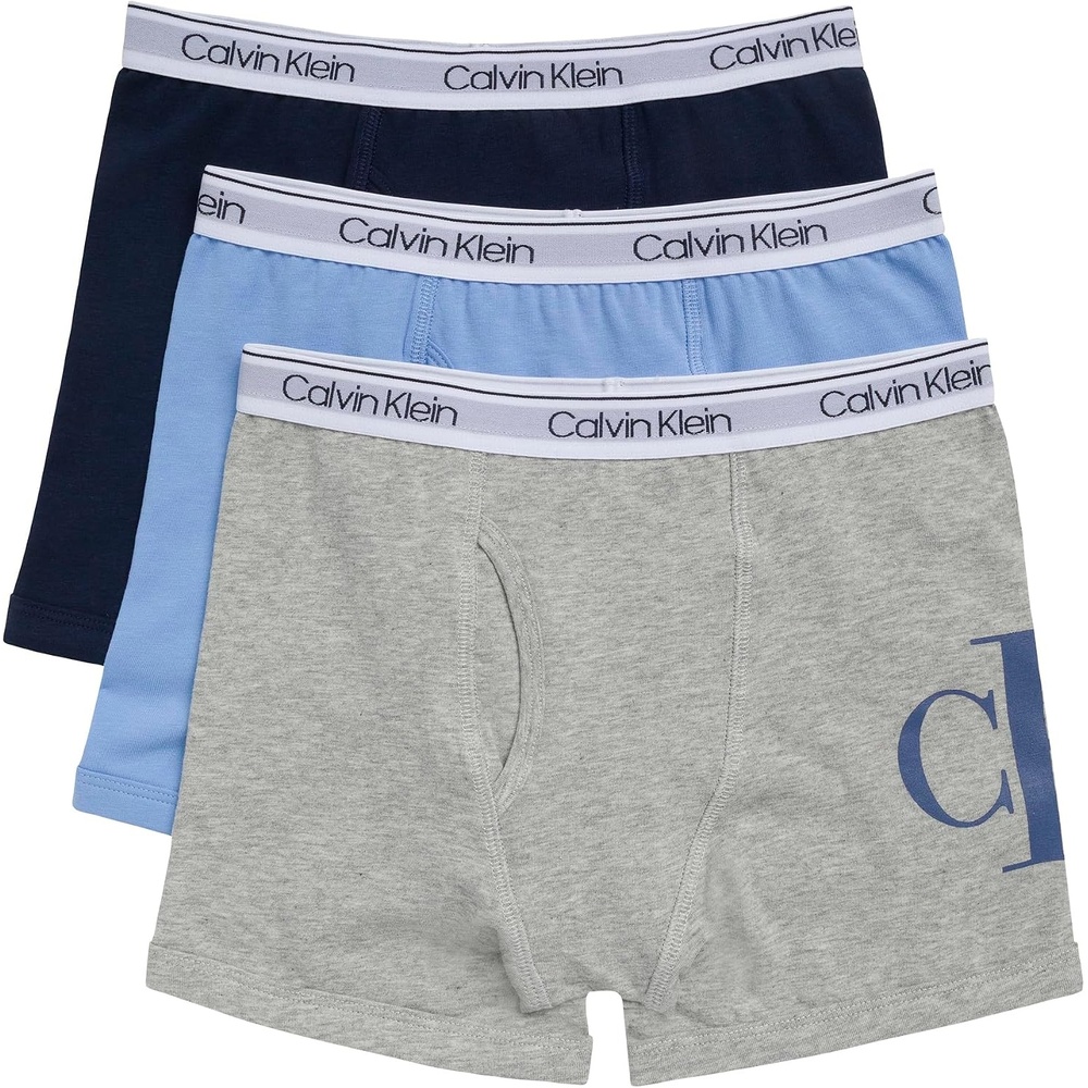 image:imageCalvin Klein boys Calvin Klein Boys Modern Cotton Boxer Brief Underwear 3packHeather GrayBlue DescentBlack Iris