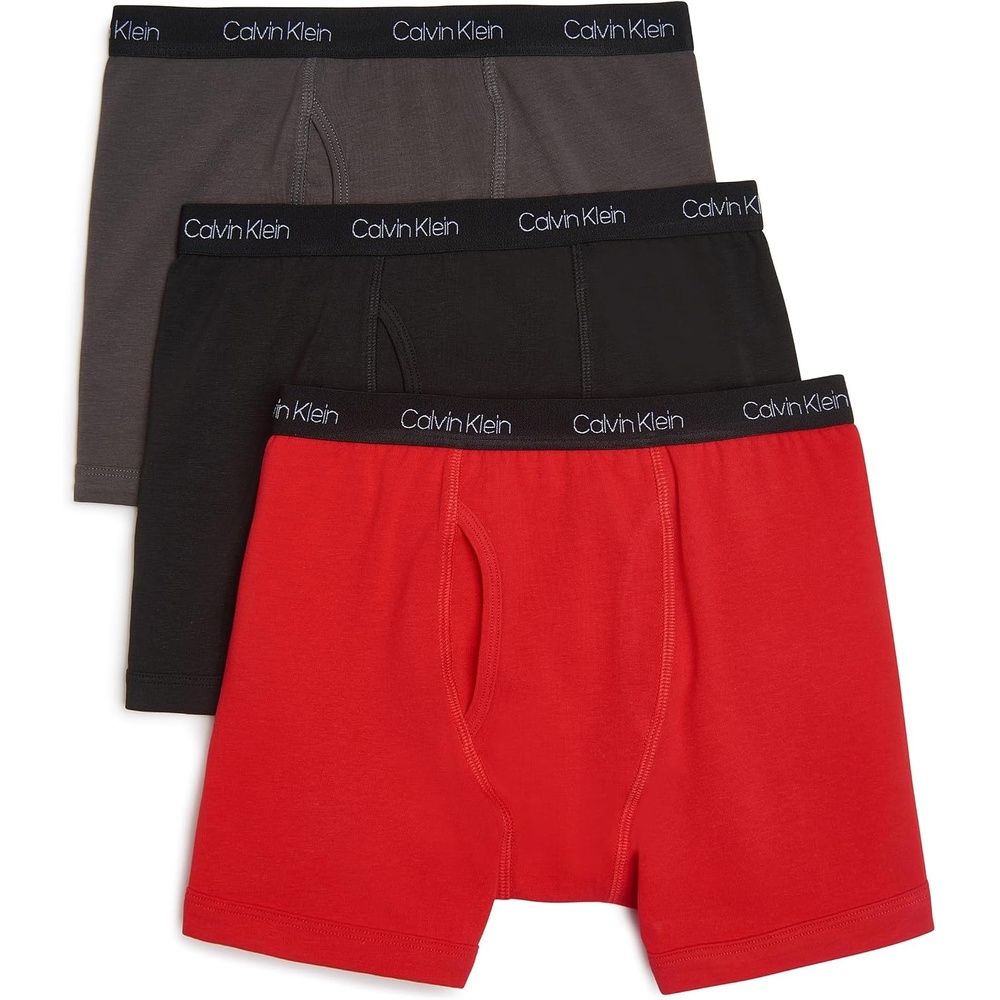 image:imageCalvin Klein boys Calvin Klein Boys Modern Cotton Boxer Brief Underwear 3packHigh Risk RedBlackCastle Rock