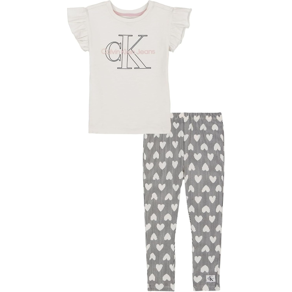image:imageCalvin Klein girls 2pc Fashion Legging SetAntique WhiteBlack Beauty