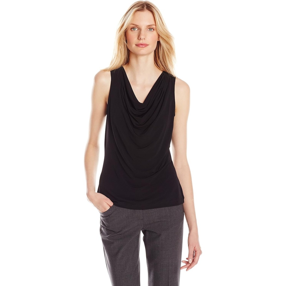image:imageCalvin Klein womens Sleeveless Cowl Neck BlouseDeep Black