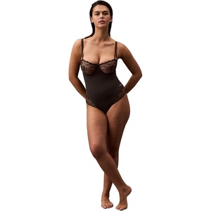 Calvin Klein Womens Shapewear Sensual Stretch Lace Bodysuit(Black)