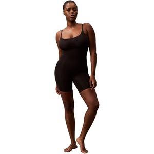 Calvin Klein Womens Shapwear Secure Sculpt Mid-Thigh Bodysuit(Black)