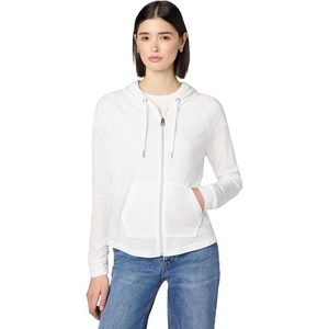 Calvin Klein womens Premium Performance Ruched Long Sleeve Zip Up Hoodie (Standard and Plus)(White)